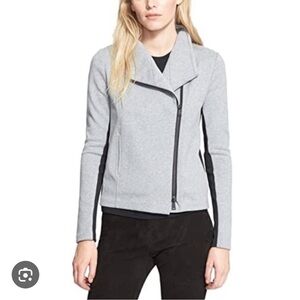 Vince Gray Knit Scuba Moto Zip Jacket
